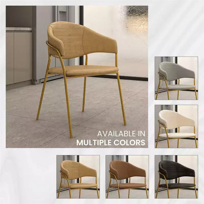 Chaise de salle à manger LeisureMod recouverte de cuir et de velours, assise et dossier rembourrés ergonomiques, piètement en acier inoxydable durable Fauteuil d'appoint Série Bella