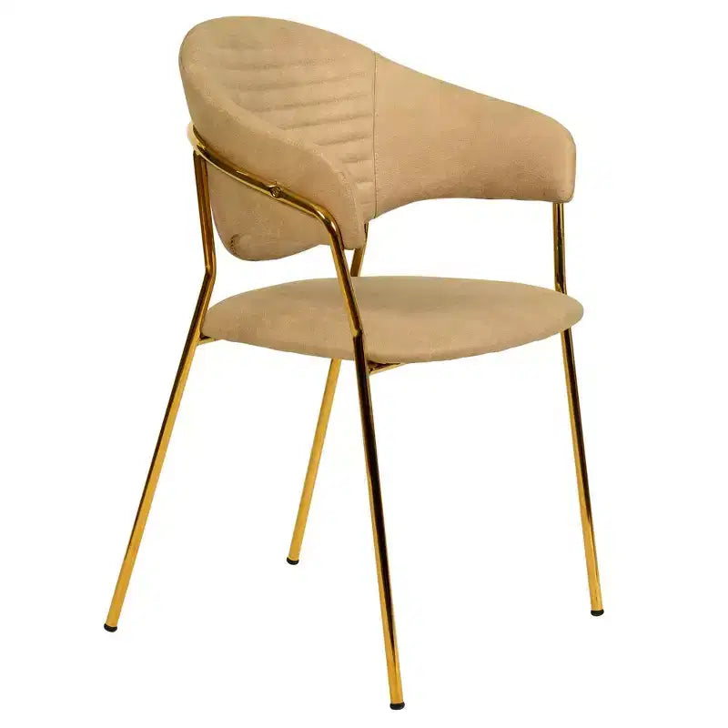 Chaise de salle à manger LeisureMod recouverte de cuir et de velours, assise et dossier rembourrés ergonomiques, piètement en acier inoxydable durable Fauteuil d'appoint Série Bella