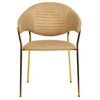 Chaise de salle à manger LeisureMod recouverte de cuir et de velours, assise et dossier rembourrés ergonomiques, piètement en acier inoxydable durable Fauteuil d'appoint Série Bella