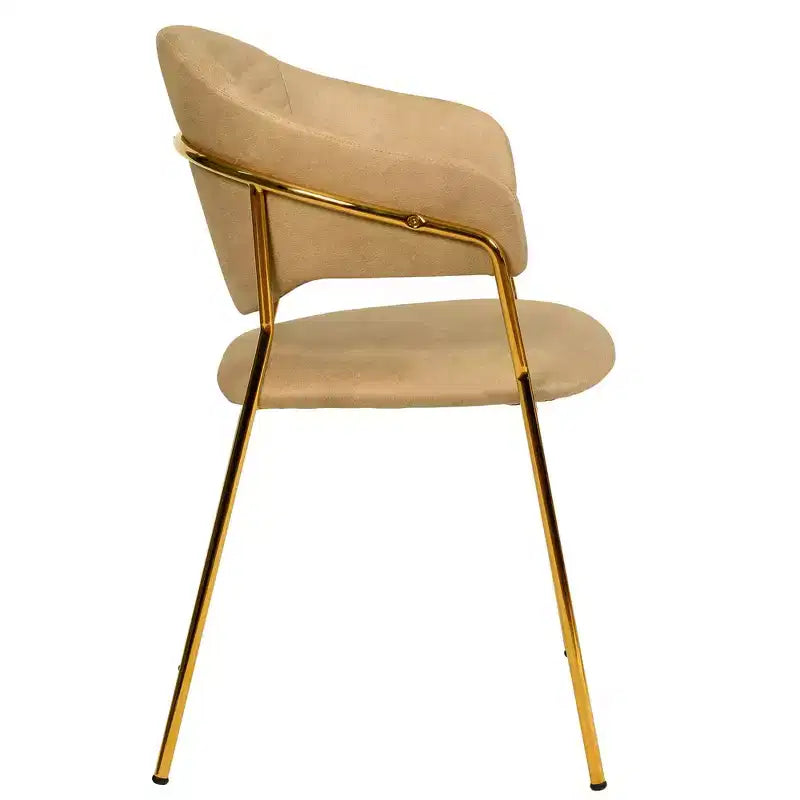 Chaise de salle à manger LeisureMod recouverte de cuir et de velours, assise et dossier rembourrés ergonomiques, piètement en acier inoxydable durable Fauteuil d'appoint Série Bella