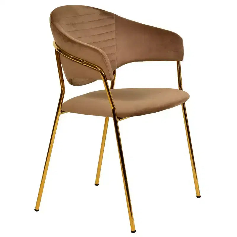 Chaise de salle à manger LeisureMod recouverte de cuir et de velours, assise et dossier rembourrés ergonomiques, piètement en acier inoxydable durable Fauteuil d'appoint Série Bella