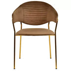 Chaise de salle à manger LeisureMod recouverte de cuir et de velours, assise et dossier rembourrés ergonomiques, piètement en acier inoxydable durable Fauteuil d'appoint Série Bella