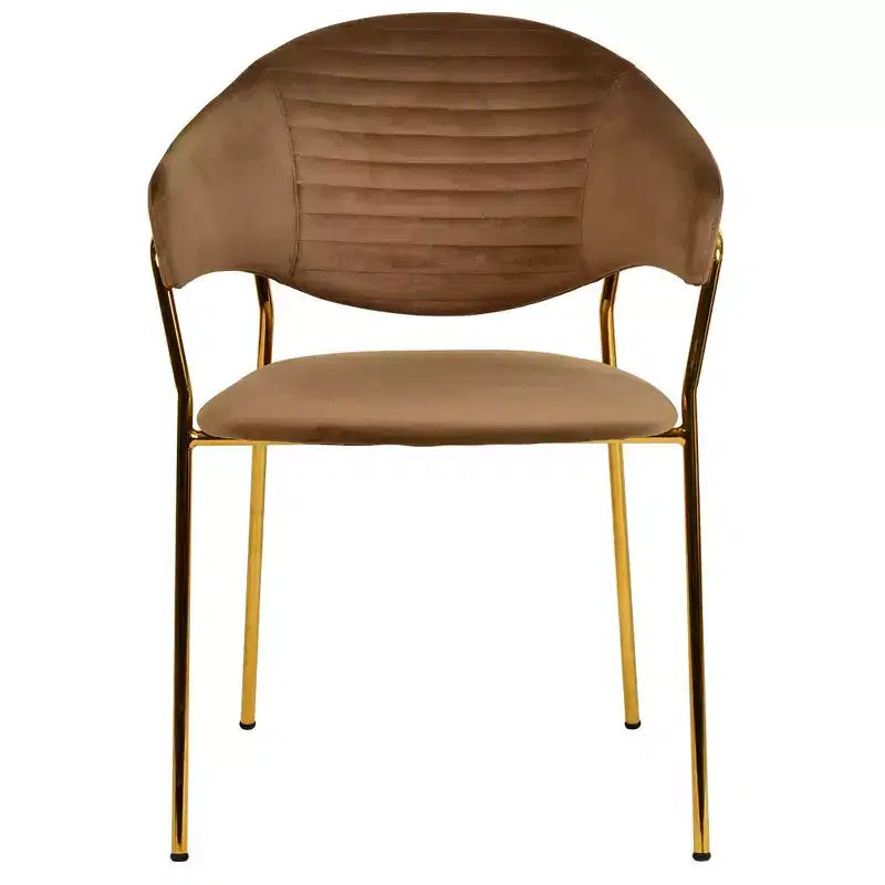 Chaise de salle à manger LeisureMod recouverte de cuir et de velours, assise et dossier rembourrés ergonomiques, piètement en acier inoxydable durable Fauteuil d'appoint Série Bella