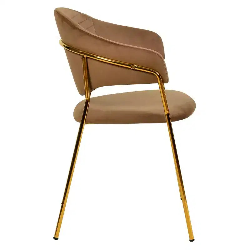 Chaise de salle à manger LeisureMod recouverte de cuir et de velours, assise et dossier rembourrés ergonomiques, piètement en acier inoxydable durable Fauteuil d'appoint Série Bella