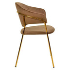 Chaise de salle à manger LeisureMod recouverte de cuir et de velours, assise et dossier rembourrés ergonomiques, piètement en acier inoxydable durable Fauteuil d'appoint Série Bella