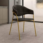 Chaise de salle à manger LeisureMod recouverte de cuir et de velours, assise et dossier rembourrés ergonomiques, piètement en acier inoxydable durable Fauteuil d'appoint Série Bella