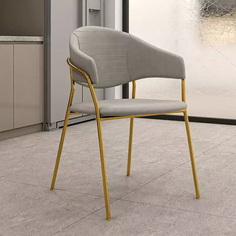 Chaise de salle à manger LeisureMod recouverte de cuir et de velours, assise et dossier rembourrés ergonomiques, piètement en acier inoxydable durable Fauteuil d'appoint Série Bella