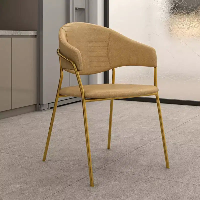 Chaise de salle à manger LeisureMod recouverte de cuir et de velours, assise et dossier rembourrés ergonomiques, piètement en acier inoxydable durable Fauteuil d'appoint Série Bella