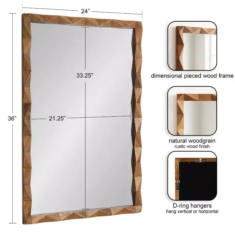 Miroir rectangulaire en bois 24x36 Endicott de Kate & Laurel All Things Decor