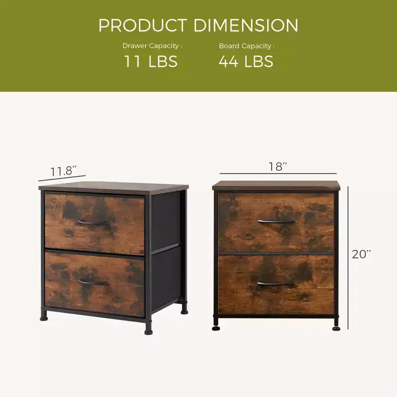 JIONJOY 2 - Table de Chevet avec Tiroirs