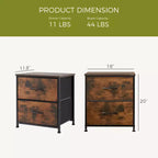 JIONJOY 2 - Table de Chevet avec Tiroirs