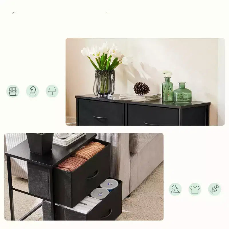 JIONJOY 2 - Table de Chevet avec Tiroirs