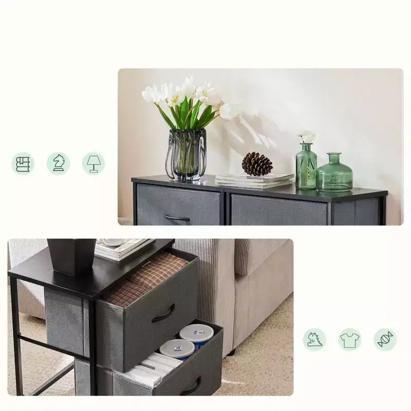 JIONJOY 2 - Table de Chevet avec Tiroirs