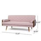 Christopher Knight Home Canapé Jalon 3 places capitonné avec traversins, Blush clair/Noyer foncé