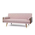 Christopher Knight Home Canapé Jalon 3 places capitonné avec traversins, Blush clair/Noyer foncé
