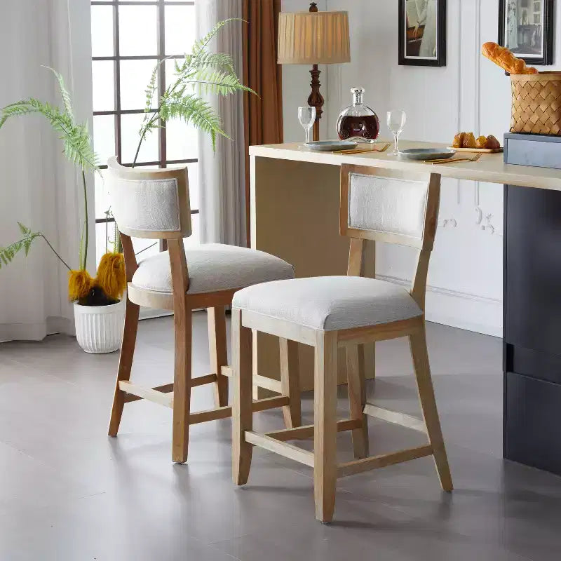 Christopher Knight Home Wina Tabouret de comptoir rembourré en bois d'hévéa 26,5 po, ensemble de 2