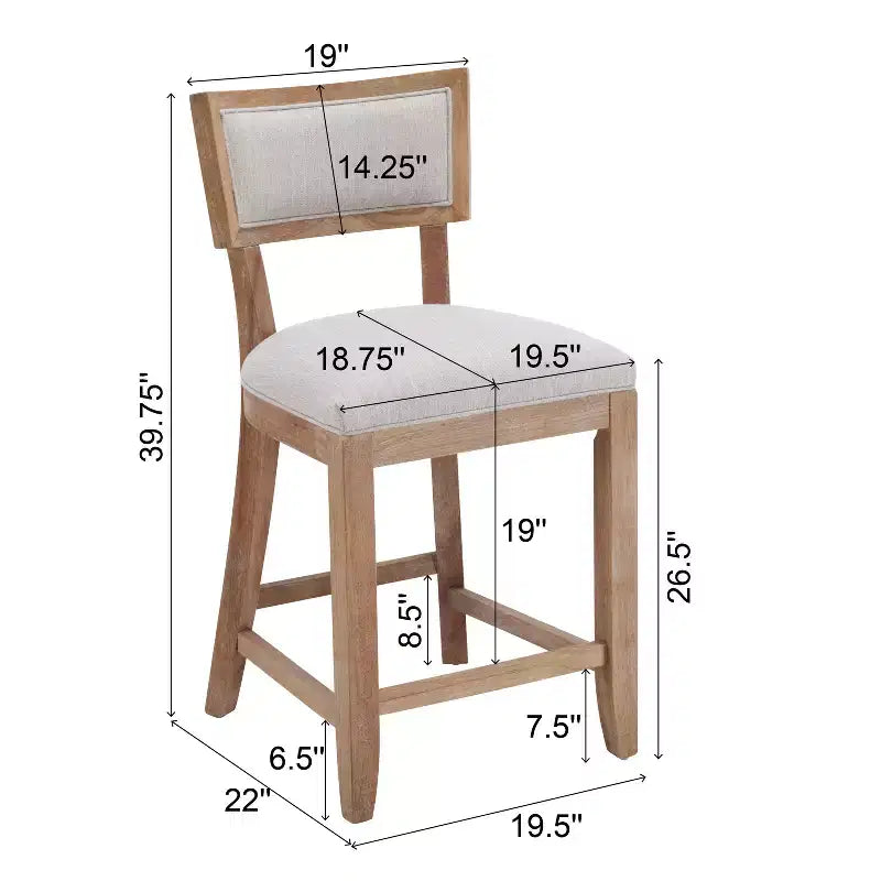 Christopher Knight Home Wina Tabouret de comptoir rembourré en bois d'hévéa 26,5 po, ensemble de 2