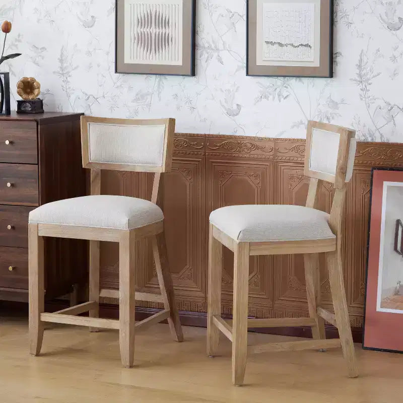 Christopher Knight Home Wina Tabouret de comptoir rembourré en bois d'hévéa 26,5 po, ensemble de 2