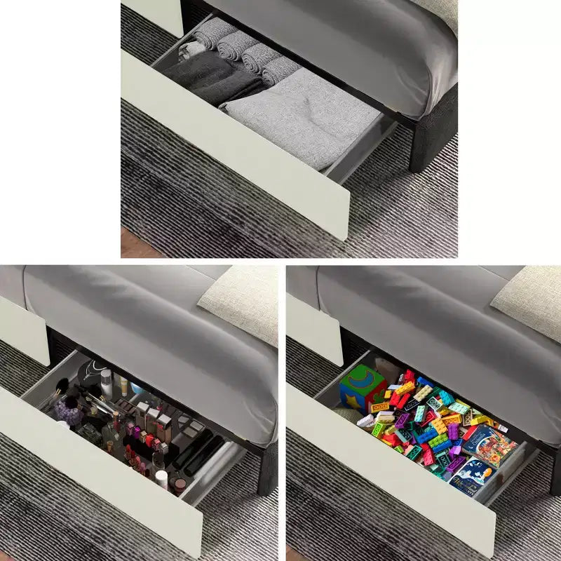 Lit Queen size matelassé Gelia Christopher Knight Home avec tête de lit capitonnée et 2 tiroirs, couleur ivoire