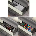 Lit Queen size matelassé Gelia Christopher Knight Home avec tête de lit capitonnée et 2 tiroirs, couleur ivoire