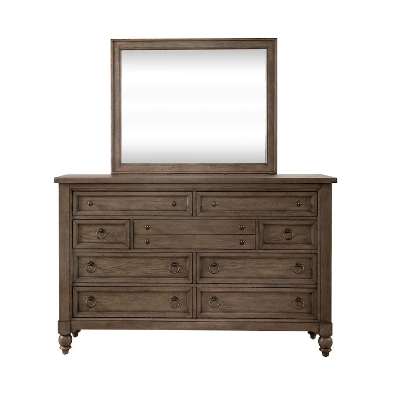 Ensemble de chambre Americana Farmhouse comprenant un lit à baldaquin, une commode, un miroir et une table de chevet