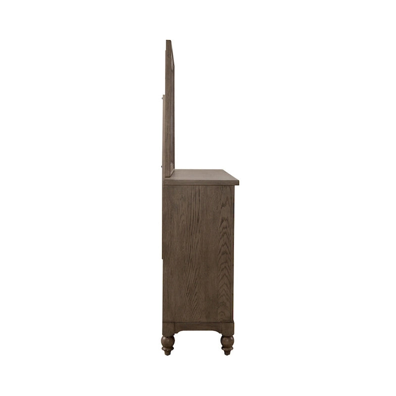 Ensemble de chambre Americana Farmhouse comprenant un lit à baldaquin, une commode, un miroir et une table de chevet