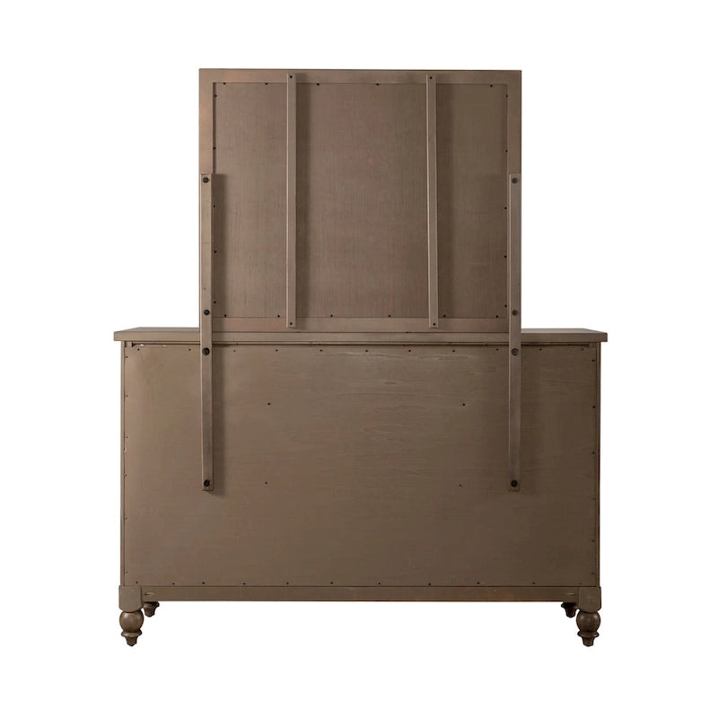 Ensemble de chambre Americana Farmhouse comprenant un lit à baldaquin, une commode, un miroir et une table de chevet