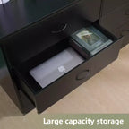Commode de chambre à 6 tiroirs, large, moderne, cadre en acier, rangement en MDF, noir