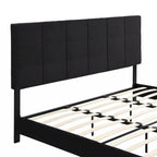Cadre de lit plateforme rembourré King Size avec tête de lit en tissu de lin, noir