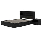Lit plateforme Hunter avec tête de lit et table de chevet à 1 tiroir