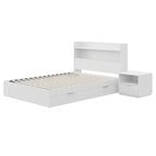 Lit plateforme Hunter avec tête de lit et table de chevet à 1 tiroir