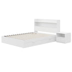 Lit plateforme Hunter avec tête de lit et table de chevet à 1 tiroir