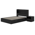 Lit plateforme Hunter avec tête de lit et table de chevet à 1 tiroir