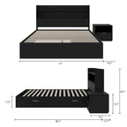 Lit plateforme Hunter avec tête de lit et table de chevet à 1 tiroir