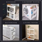 Evideco Chariot roulant fin polyvalent pour la maison - Organisateur de rangement utilitaire à 3 niveaux pour salle de bain, cuisine et dortoir - Disponible en blanc, gris, noir