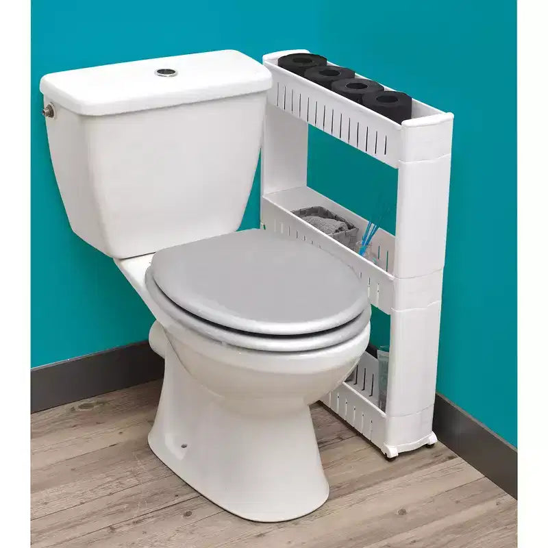Evideco Chariot roulant fin polyvalent pour la maison - Organisateur de rangement utilitaire à 3 niveaux pour salle de bain, cuisine et dortoir - Disponible en blanc, gris, noir