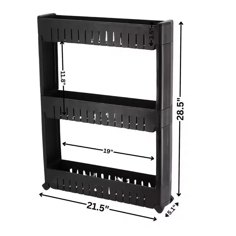 Evideco Chariot roulant fin polyvalent pour la maison - Organisateur de rangement utilitaire à 3 niveaux pour salle de bain, cuisine et dortoir - Disponible en blanc, gris, noir