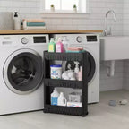 Evideco Chariot roulant fin polyvalent pour la maison - Organisateur de rangement utilitaire à 3 niveaux pour salle de bain, cuisine et dortoir - Disponible en blanc, gris, noir