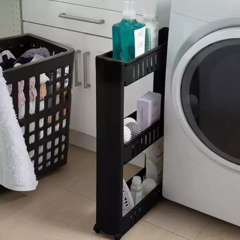 Evideco Chariot roulant fin polyvalent pour la maison - Organisateur de rangement utilitaire à 3 niveaux pour salle de bain, cuisine et dortoir - Disponible en blanc, gris, noir