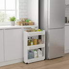 Evideco Chariot roulant fin polyvalent pour la maison - Organisateur de rangement utilitaire à 3 niveaux pour salle de bain, cuisine et dortoir - Disponible en blanc, gris, noir