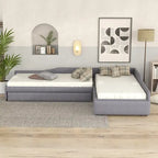 Lit de repos double en tissu avec lit gigogne et tiroir, vert
