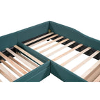 Lit de repos double en tissu avec lit gigogne et tiroir, vert