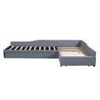 Lit de repos double en tissu avec lit gigogne et tiroir, vert