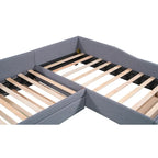 Lit de repos double en tissu avec lit gigogne et tiroir, vert