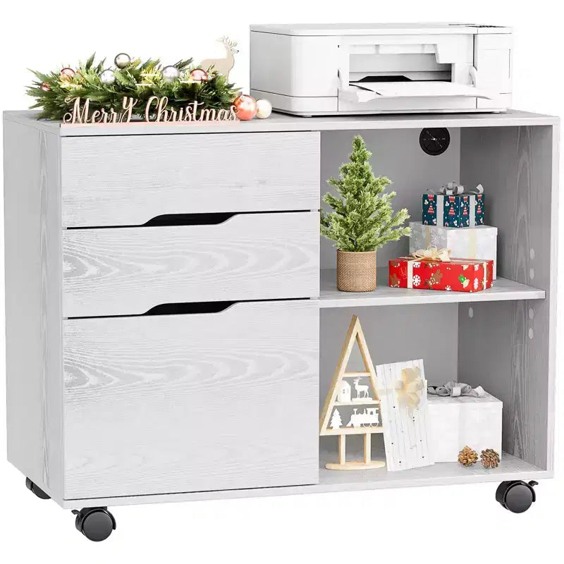 JIONJOY Meuble Classeur Mobile à 3 Tiroirs de 80 cm de Large