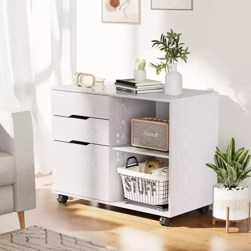 JIONJOY Meuble Classeur Mobile à 3 Tiroirs de 80 cm de Large