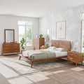 Belle chambre à coucher complète de 6 pièces en noyer à profil bas de style Mid-century (lit queen)