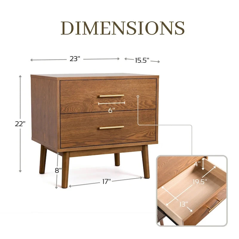 Belle chambre à coucher complète de 6 pièces en noyer à profil bas de style Mid-century (lit queen)