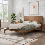 Belle chambre à coucher complète de 6 pièces en noyer à profil bas de style Mid-century (lit queen)