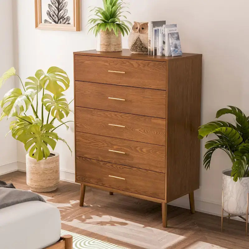 Belle chambre à coucher complète de 6 pièces en noyer à profil bas de style Mid-century (lit queen)